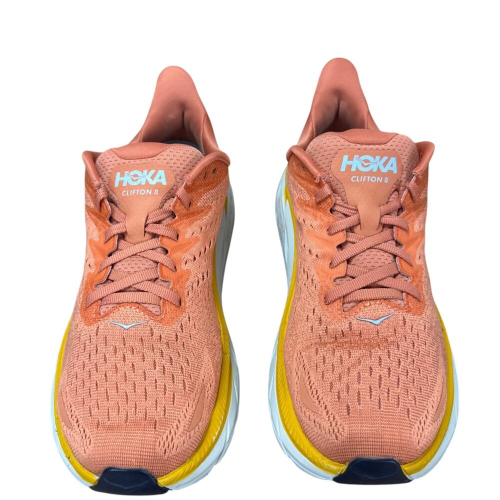 HOKA ONE ONE Clifton 8 Running Shoes Womens 9.5 B Peach Yellow Athletic Sneakers - Picture 6 of 12